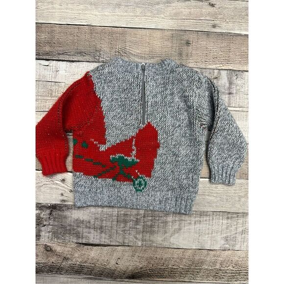 Vintage 12mo. Baby Boy Christmas Holiday Red Green Acrylic Long Sleeve Sweater - Picture 2 of 6